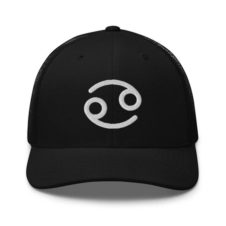 Cancer Zodiac Embroidered Curved Bill Trucker Hat - Black Color - https://ascensionemporium.net