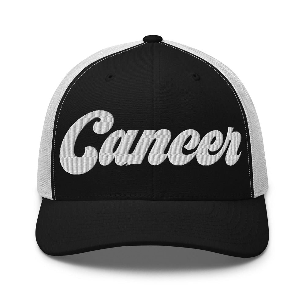 Cancer Zodiac Embroidered Curved Bill Trucker Hat - Black Color - https://ascensionemporium.net