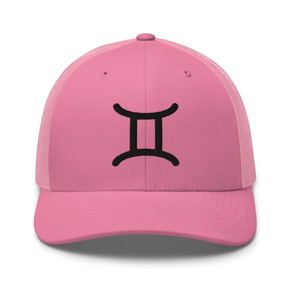 Gemini Zodiac Embroidered Curved Bill Trucker Hat -Pink Color - https://ascensionemporium.net