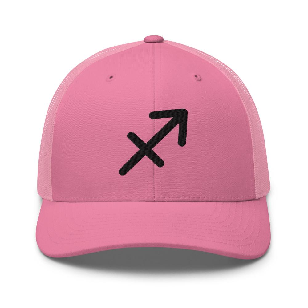 Sagittarius Zodiac Embroidered Curved Bill Trucker Hat - Pink Color - https://ascensionemporium.net