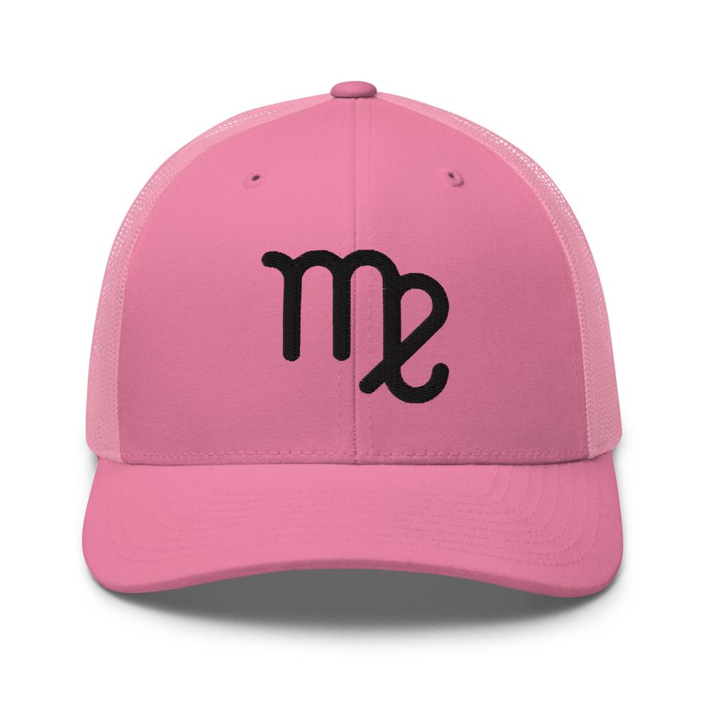 Virgo Zodiac Embroidered Curved Bill Trucker Hat - Pink Color - https://ascensionemporium.net