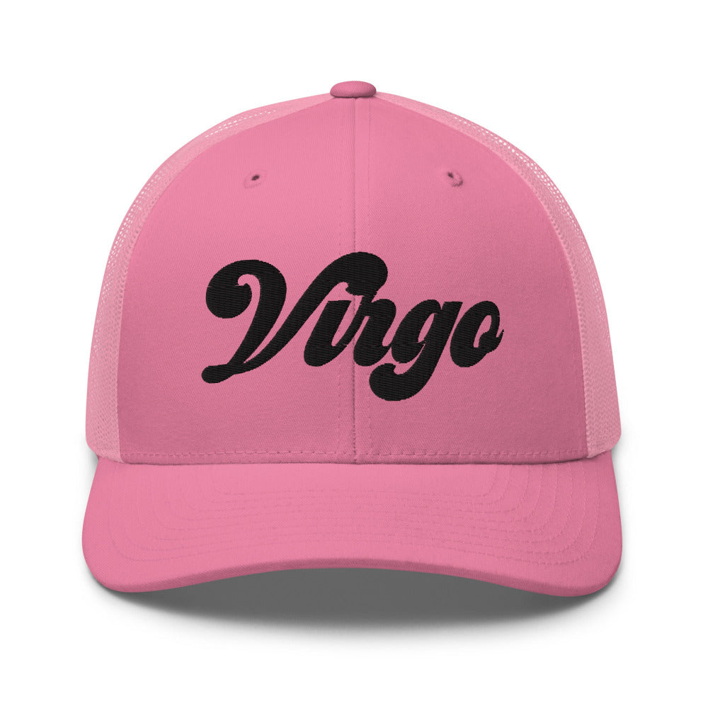 Virgo Zodiac Embroidered Curved Bill Trucker Hat - Pink Color - https://ascensionemporium.net