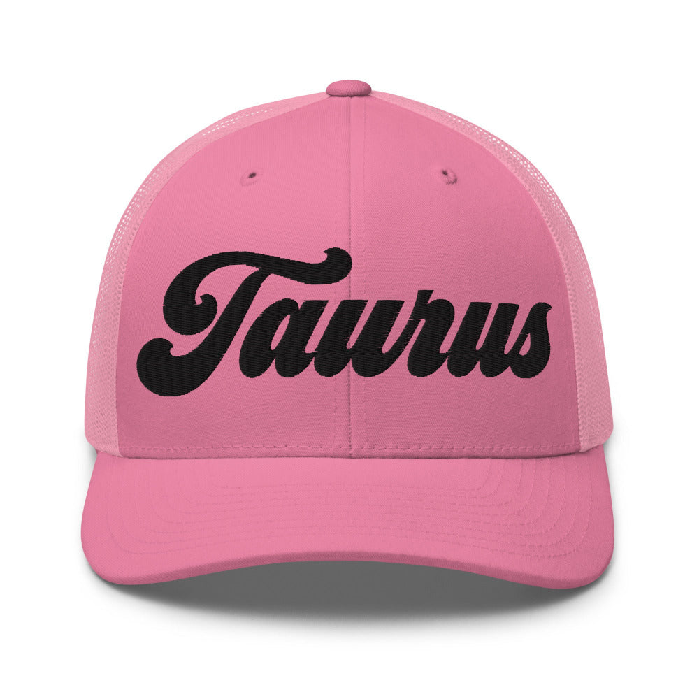 Taurus Zodiac Embroidered Curved Bill Trucker Hat - Pink Color - https://ascensionemporium.net