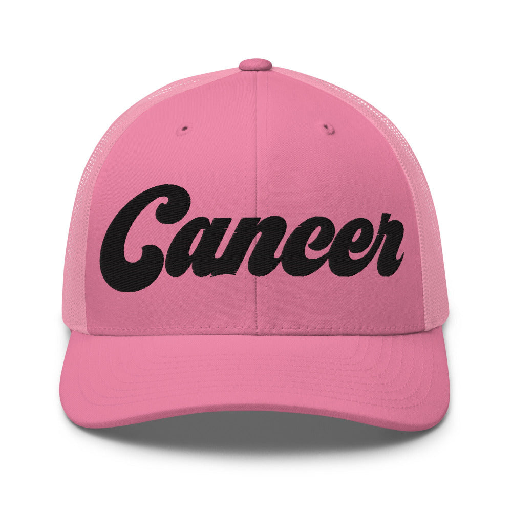 Cancer Zodiac Embroidered Curved Bill Trucker Hat - Pink Color - https://ascensionemporium.net