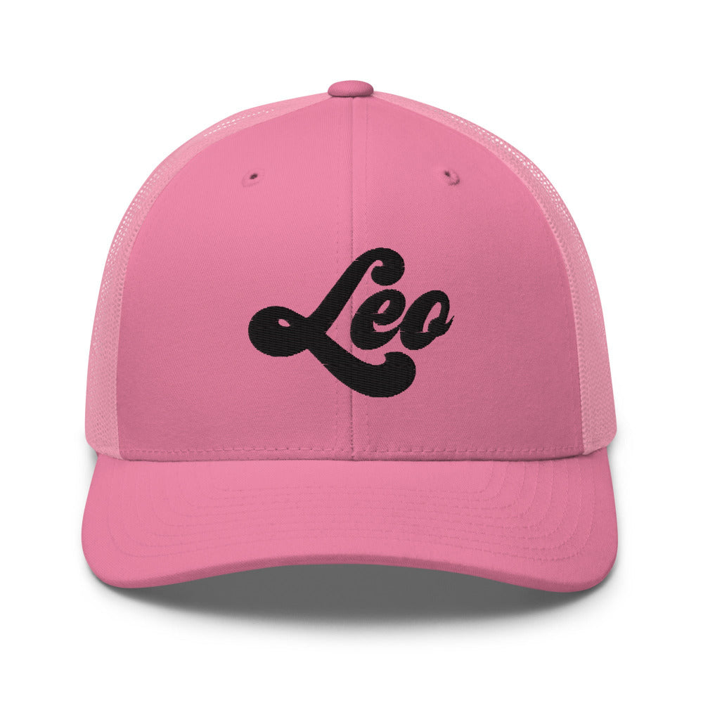 Leo Zodiac Embroidered Curved Bill Trucker Hat - Pink Color - https://ascensionemporium.net