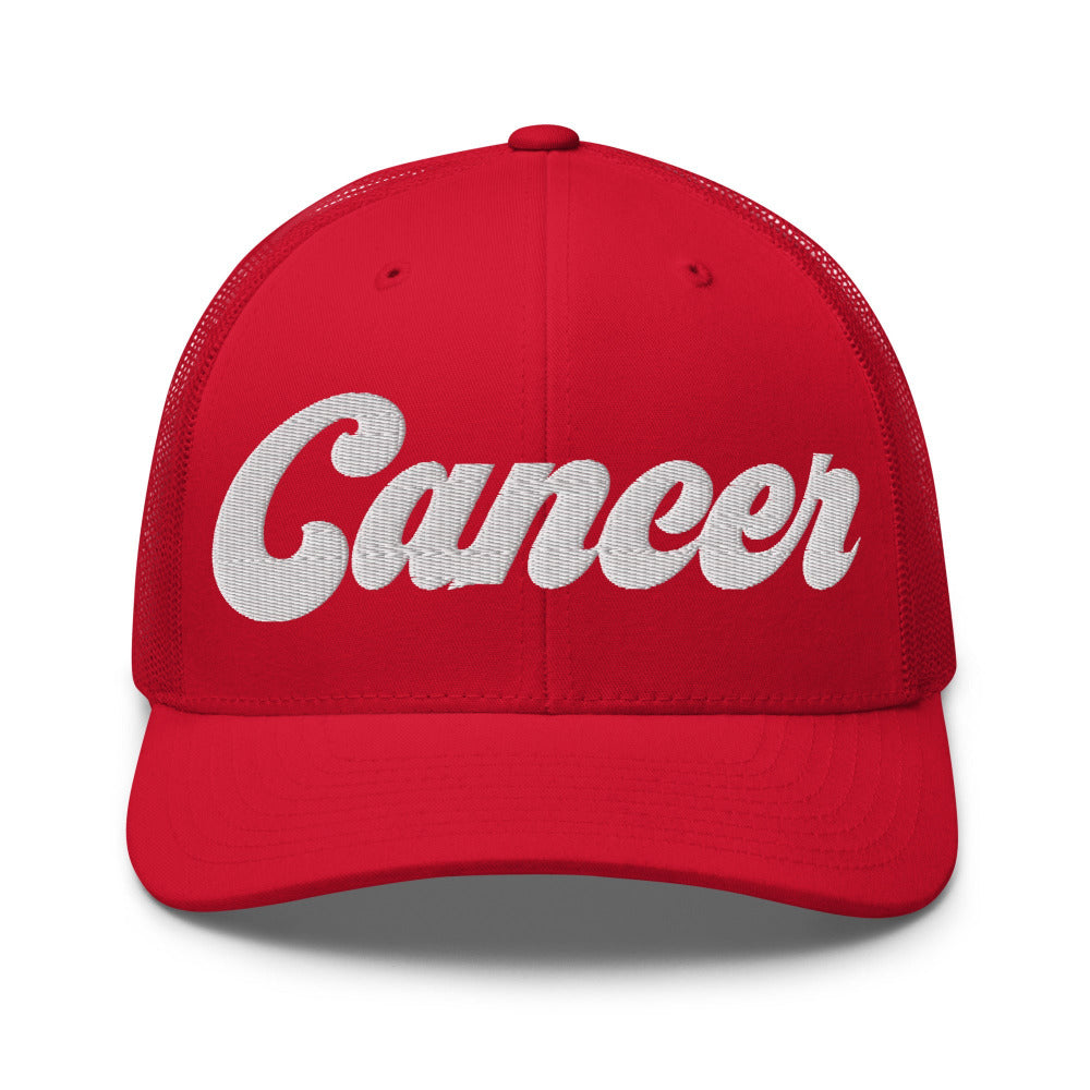 Cancer Zodiac Embroidered Curved Bill Trucker Hat - Red Color - https://ascensionemporium.net