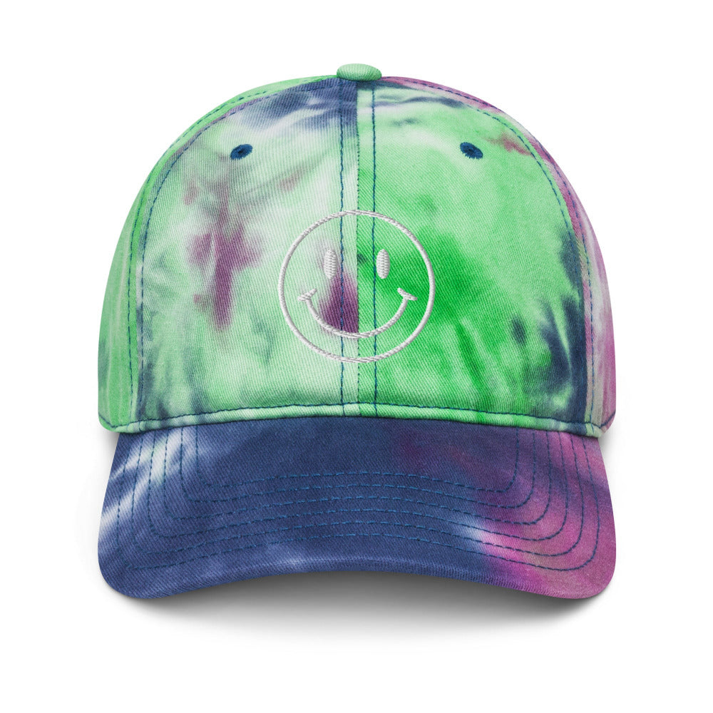 Happy Smiley Face Embroidered Tie Dye Cap - Purple Passion Color - https://ascensionemporium.net