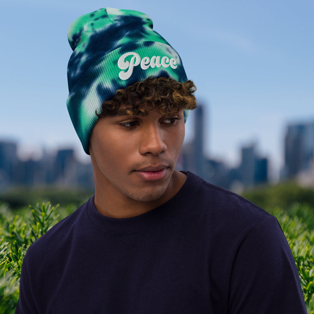 Embroidered Tie-Dye Beanie Hats