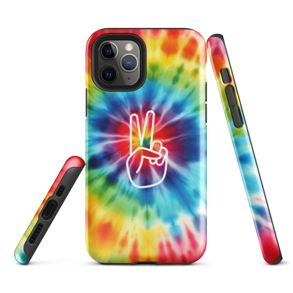 Tie Dye Peace Sign iPhone 11 Pro Tough Case - Glossy Finish - https://ascensionemporium.net