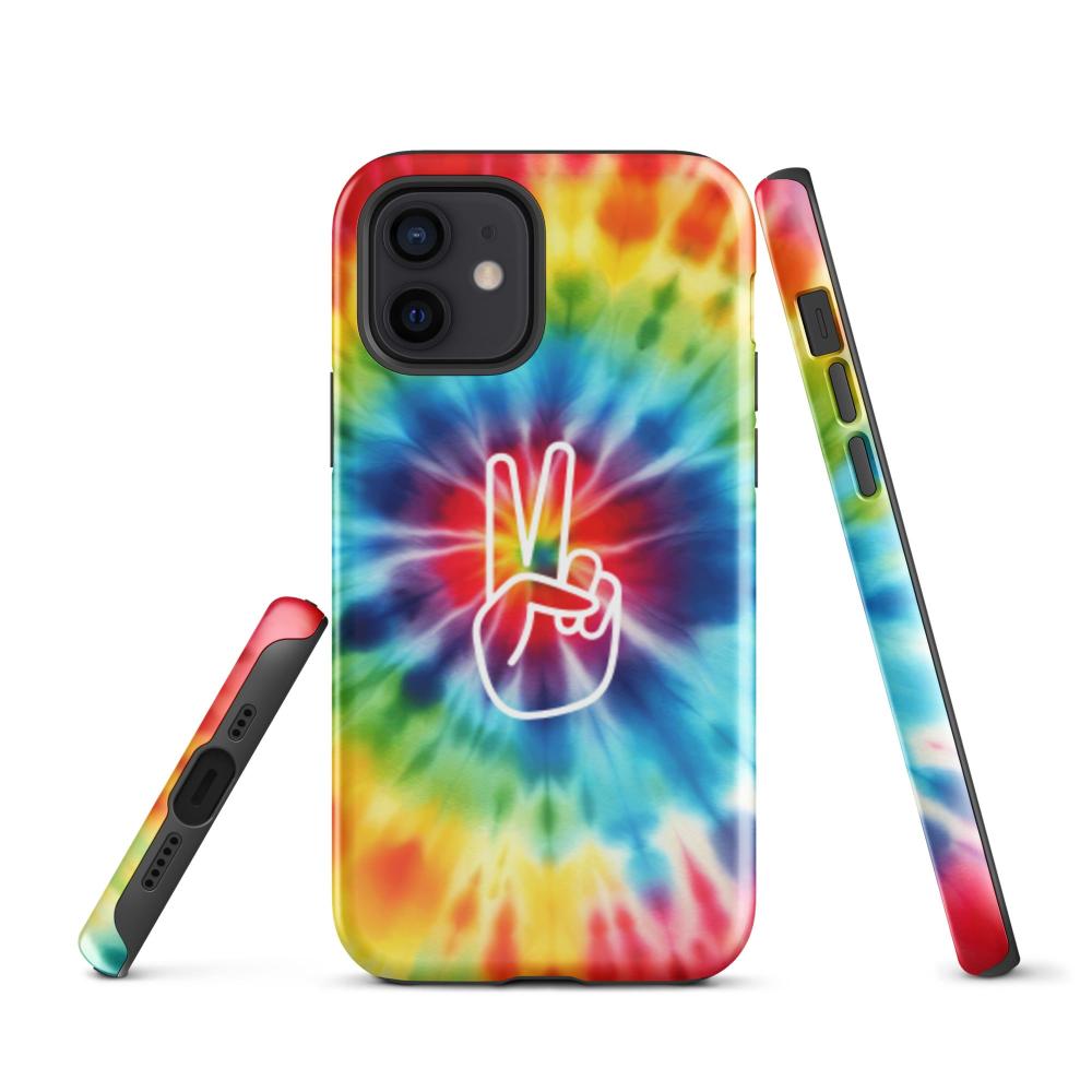 Tie Dye Peace Sign iPhone 12 Tough Case - Glossy Finish - https://ascensionemporium.net