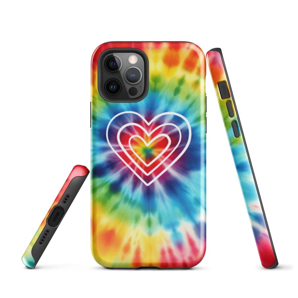 Tie Dye Hearts iPhone 12 Pro Tough Case - Glossy Finish - https://ascensionemporium.net