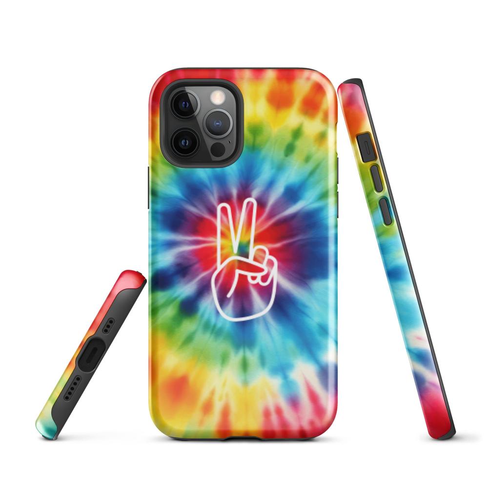 Tie Dye Peace Sign iPhone 12 Pro Tough Case - Glossy Finish - https://ascensionemporium.net
