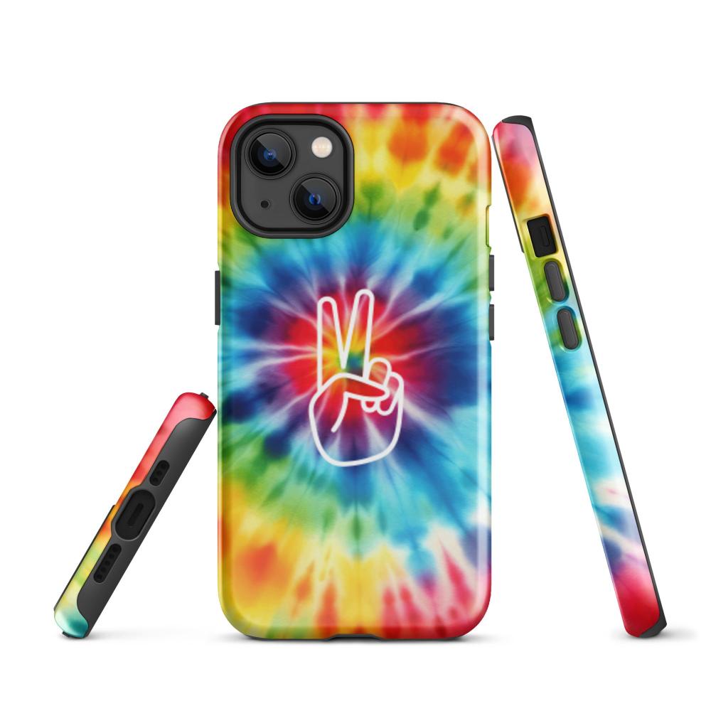 Tie Dye Peace Sign iPhone 13 Tough Case - Glossy Finish - https://ascensionemporium.net