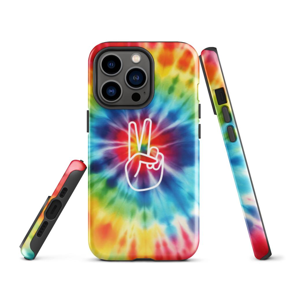 Tie Dye Peace Sign iPhone 13 Pro Tough Case - Glossy Finish - https://ascensionemporium.net