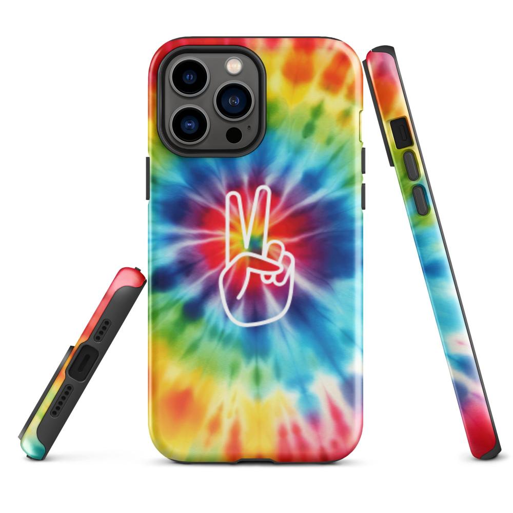 Tie Dye Peace Sign iPhone 13 Pro Max Tough Case - Glossy Finish - https://ascensionemporium.net