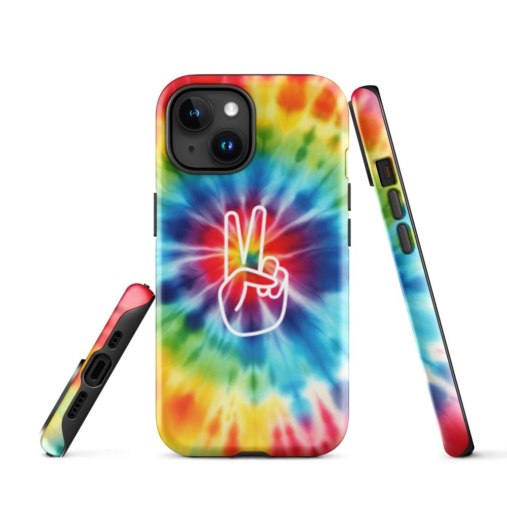 Tie Dye Peace Sign iPhone 15 Tough Case - Glossy Finish - https://ascensionemporium.net