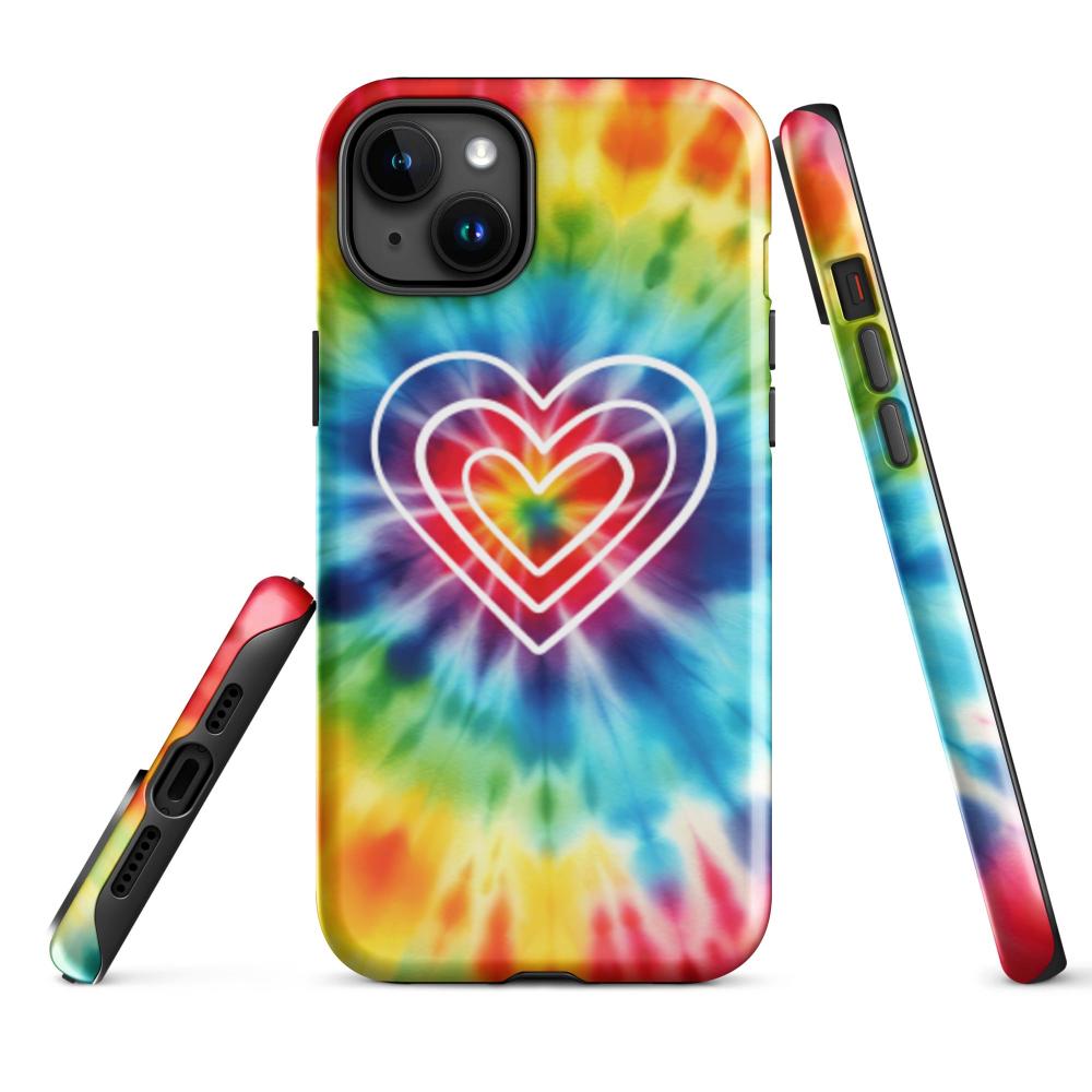 Tie Dye Hearts iPhone 15 Plus Tough Case - Glossy Finish - https://ascensionemporium.net