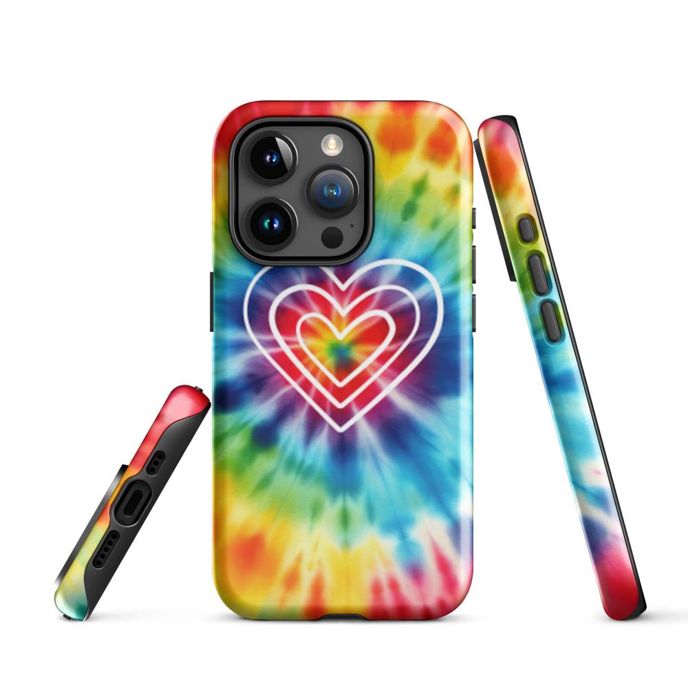 Tie Dye Hearts iPhone 15 Pro Tough Case - Glossy Finish - https://ascensionemporium.net