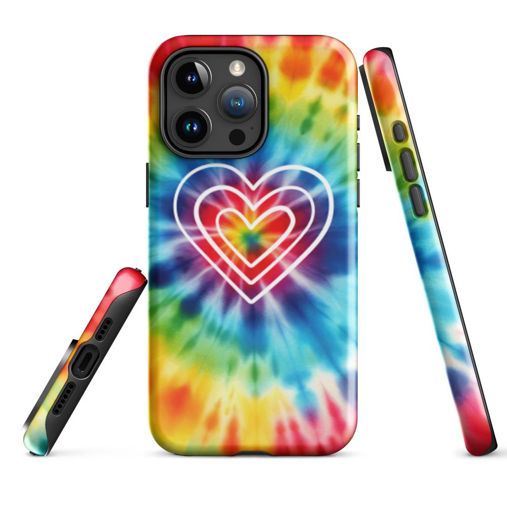 Tie Dye Hearts iPhone 15 Pro Max Tough Case - Glossy Finish - https://ascensionemporium.net