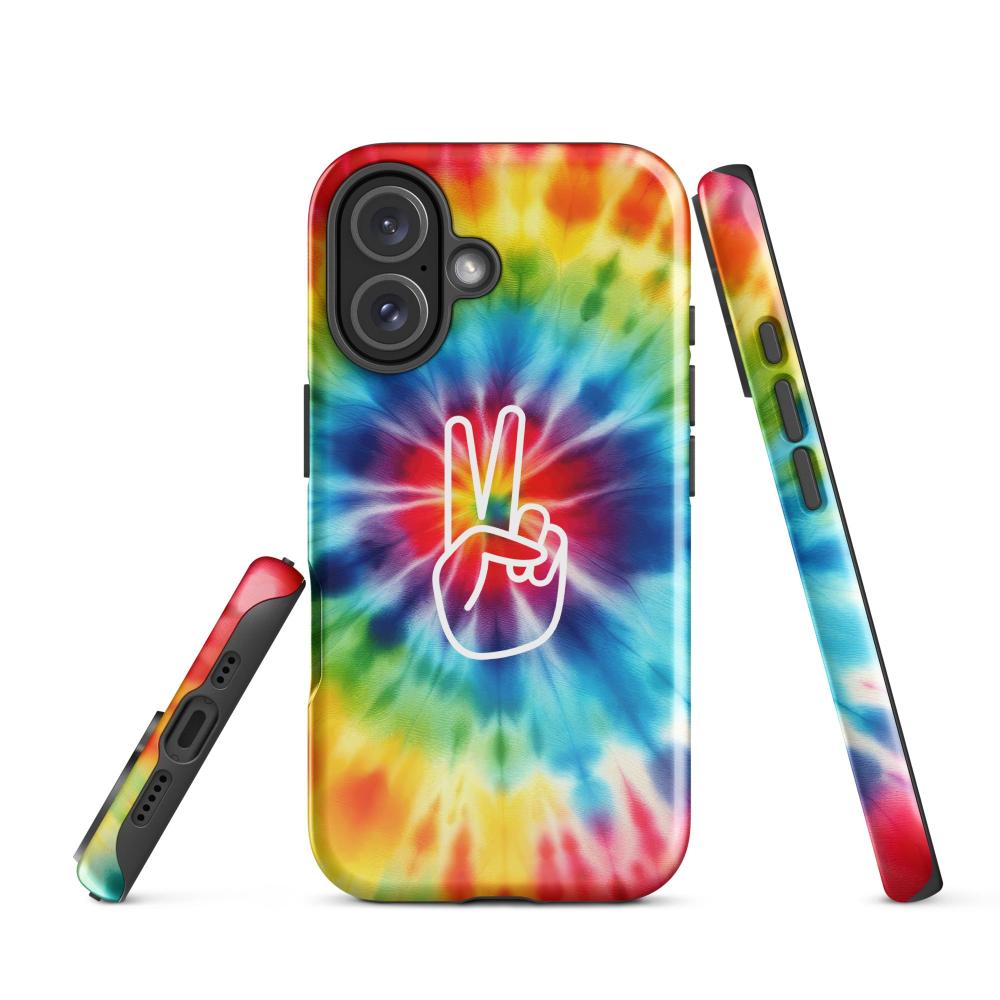 Tie Dye Peace Sign iPhone 16 Tough Case - Glossy Finish - https://ascensionemporium.net