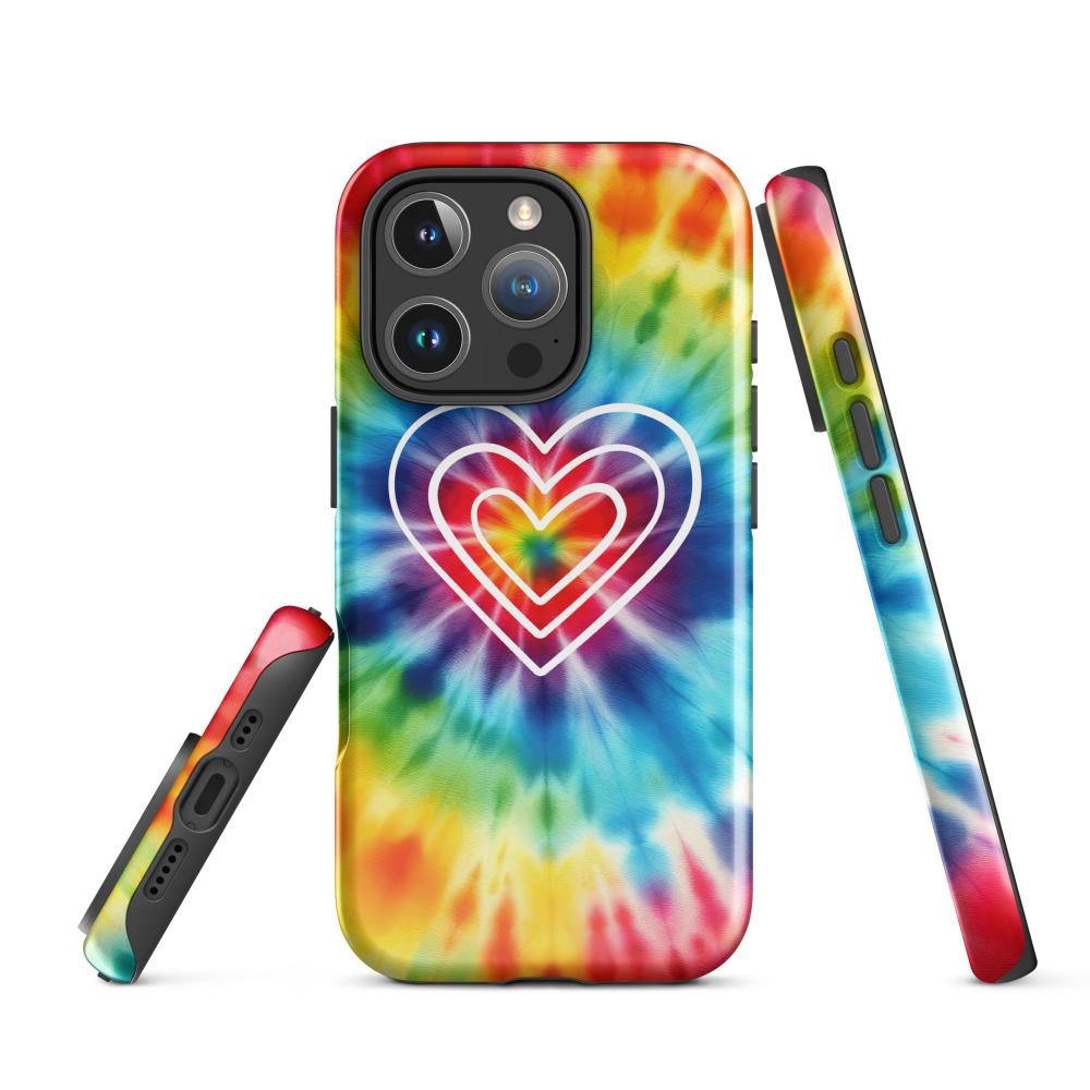 Tie Dye Hearts iPhone 16 Pro Tough Case - Glossy Finish - https://ascensionemporium.net