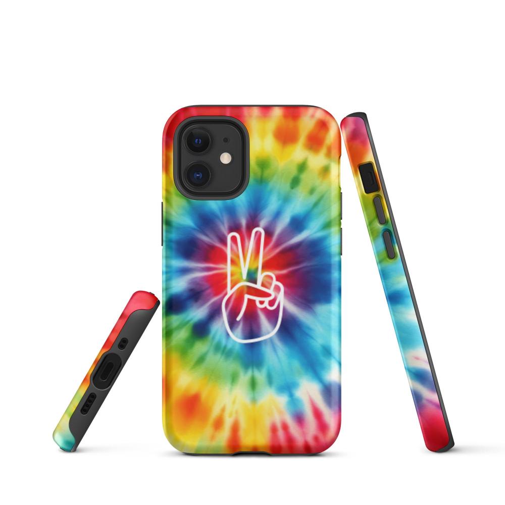 Tie Dye Peace Sign iPhone 12 mini Tough Case - Glossy Finish - https://ascensionemporium.net