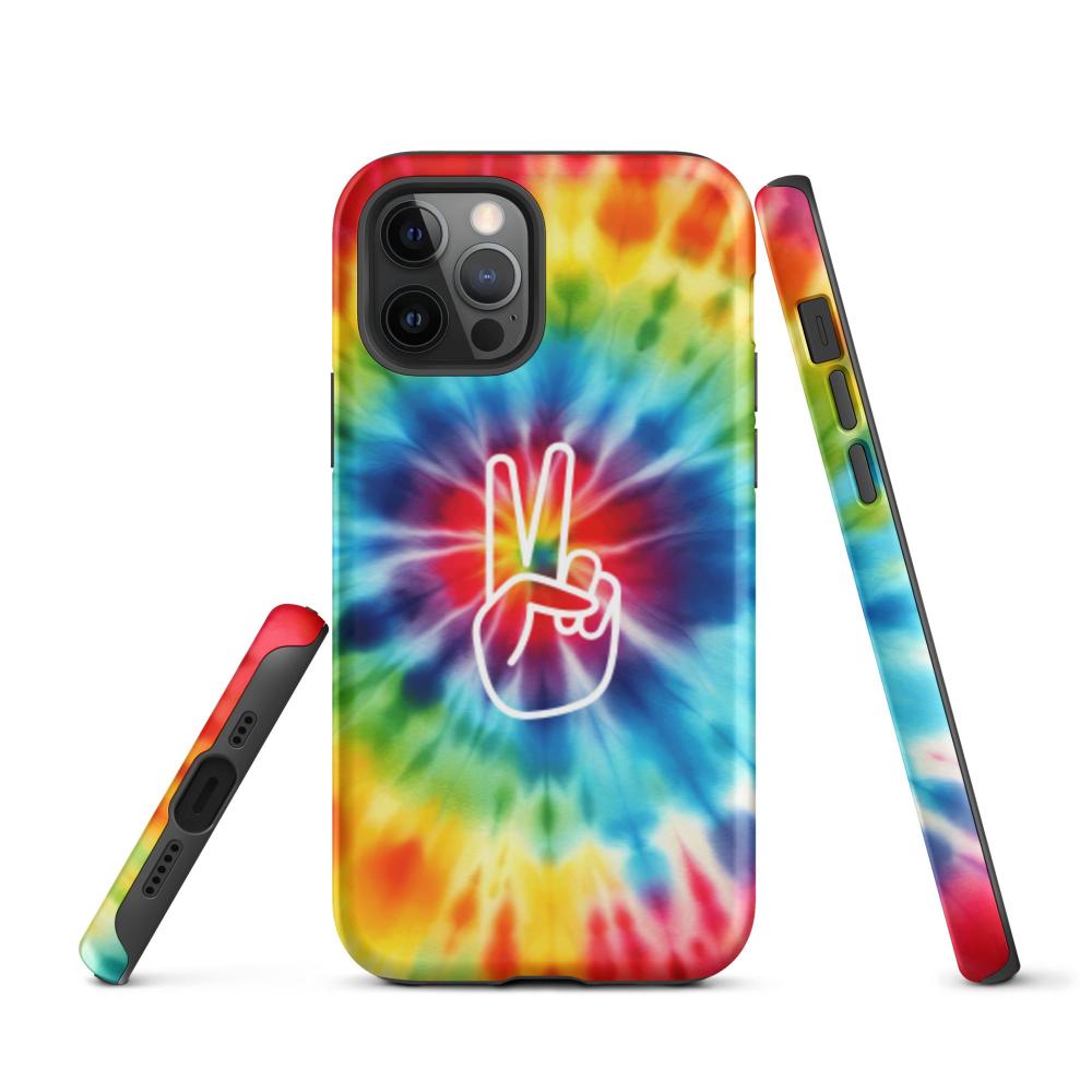 Tie Dye Peace Sign iPhone 12 Pro Tough Case - Glossy Finish - https://ascensionemporium.net