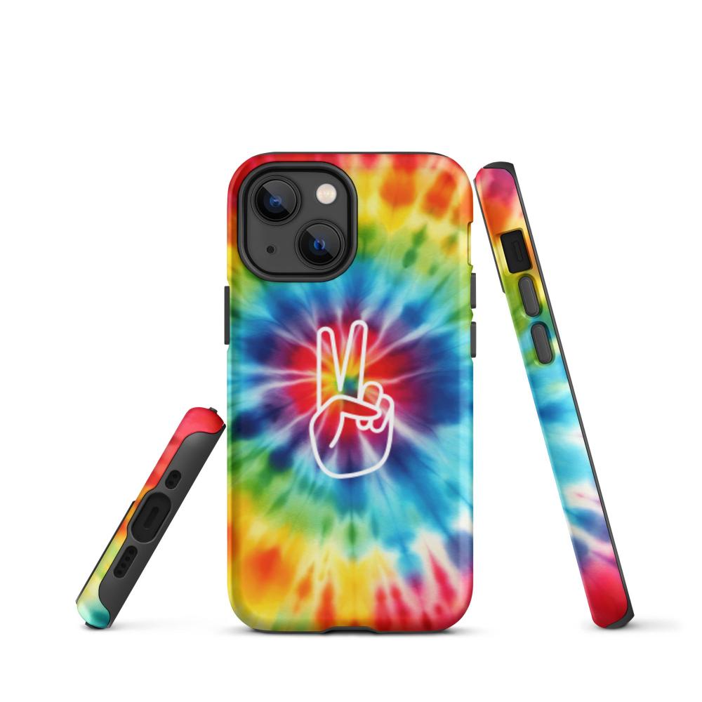 Tie Dye Peace Sign iPhone 13 mini Tough Case - Glossy Finish - https://ascensionemporium.net