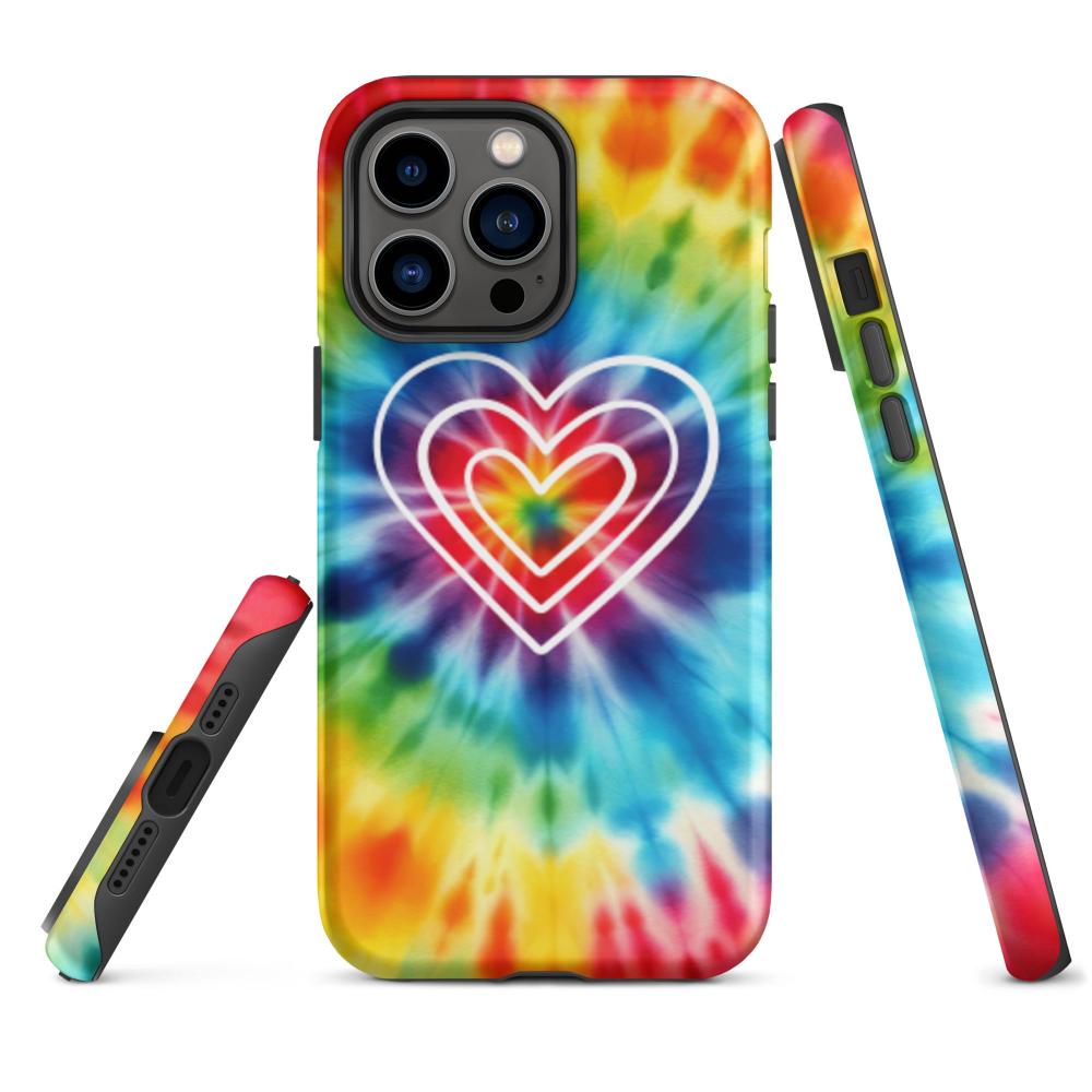 Tie Dye Hearts iPhone 14 Pro Max Tough Case - Matte Finish - https://ascensionemporium.net