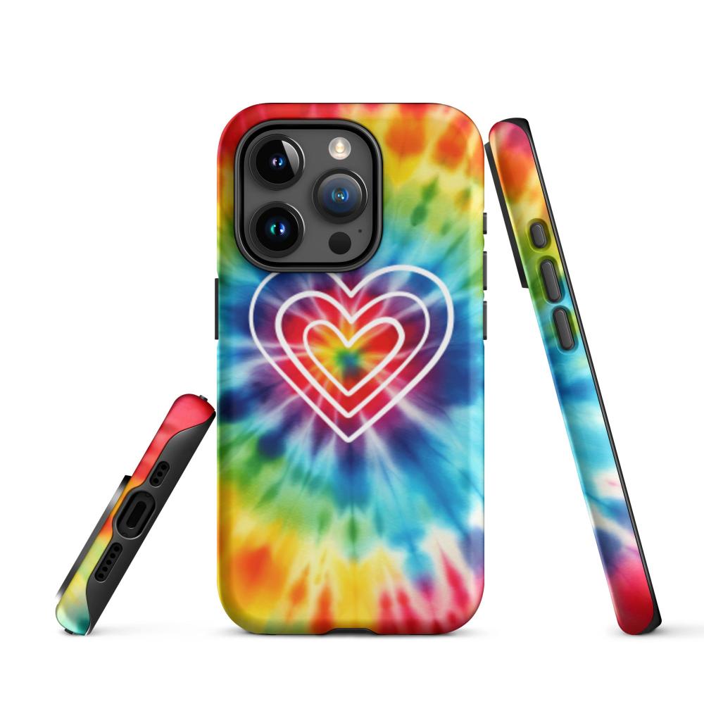 Tie Dye Hearts iPhone 15 Pro Tough Case - Matte Finish - https://ascensionemporium.net
