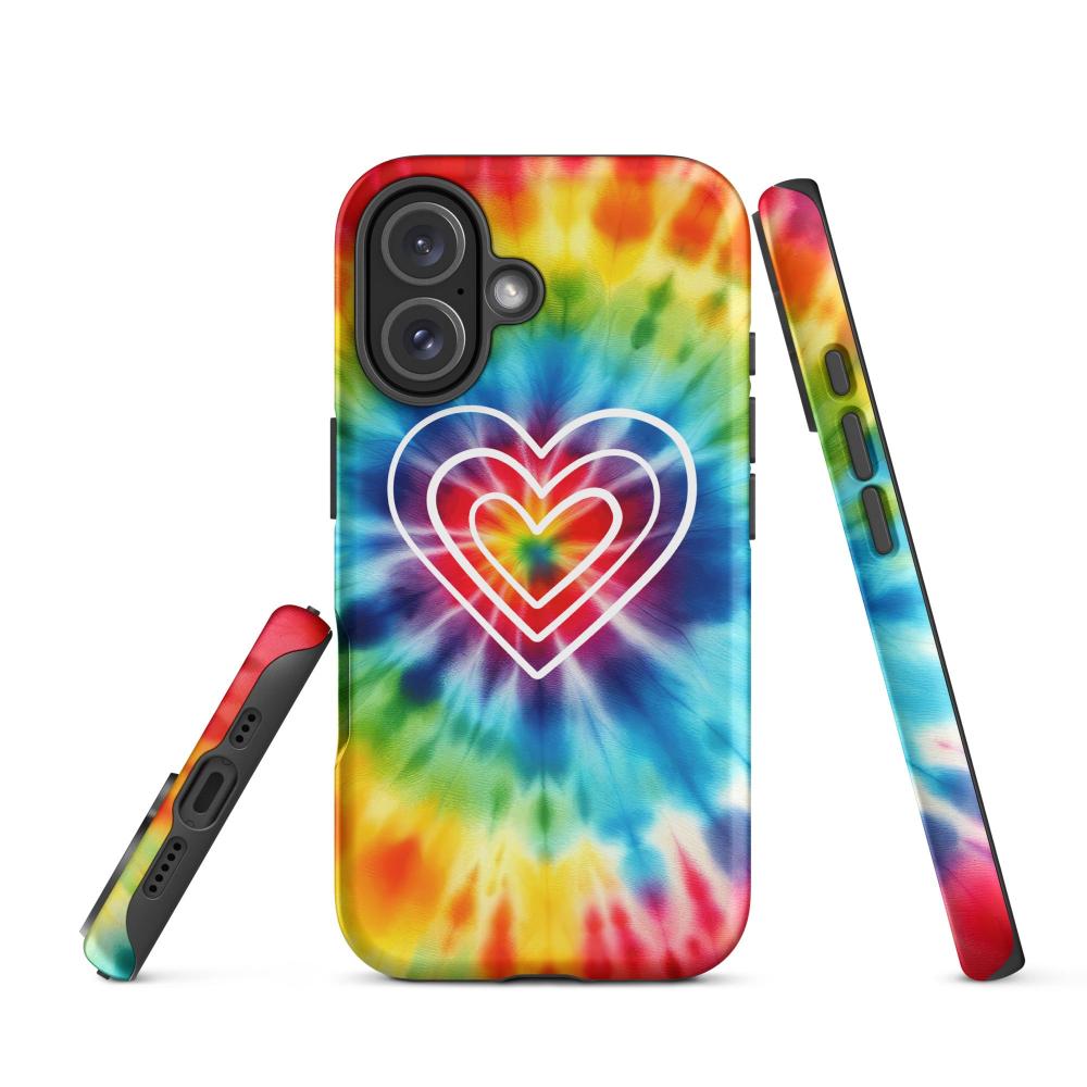 Tie Dye Hearts iPhone 16 Tough Case - Matte Finish - https://ascensionemporium.net