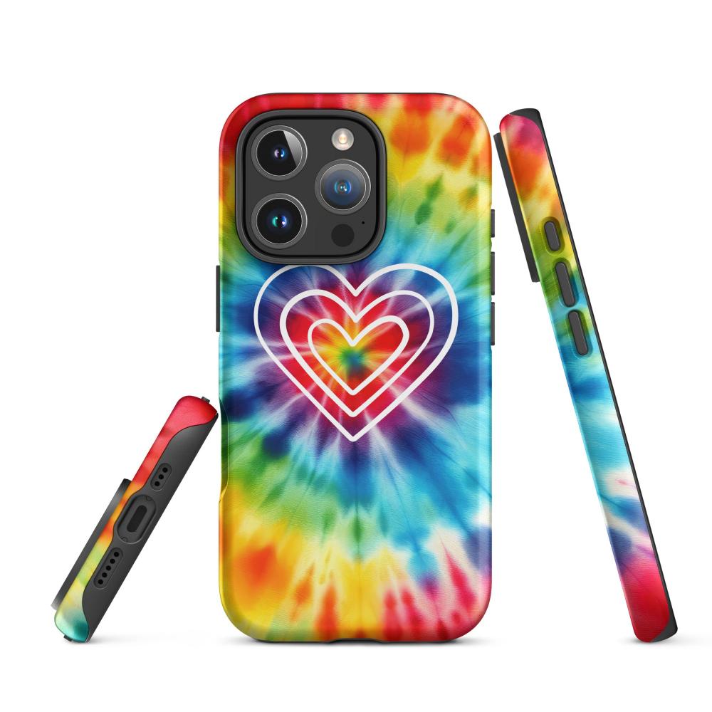 Tie Dye Hearts iPhone 16 Pro Tough Case - Matte Finish - https://ascensionemporium.net