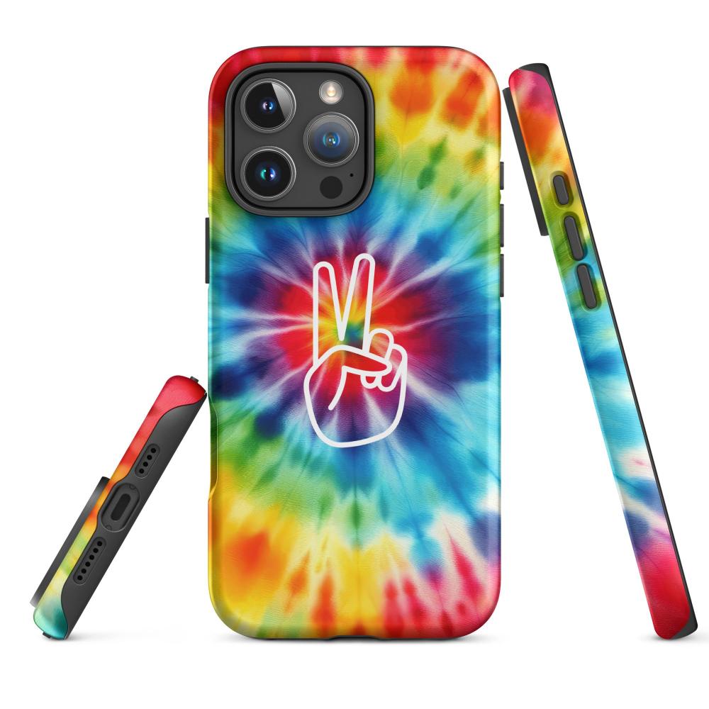 Tie Dye Peace Sign iPhone 16 Pro Max Tough Case - Matte Finish - https://ascensionemporium.net