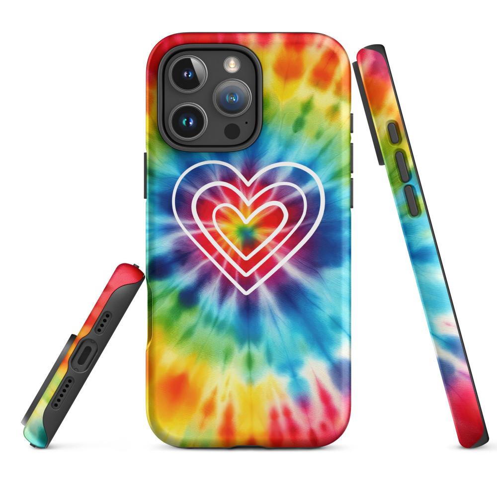 Tie Dye Hearts iPhone 16 Pro Max Tough Case - Matte Finish - https://ascensionemporium.net
