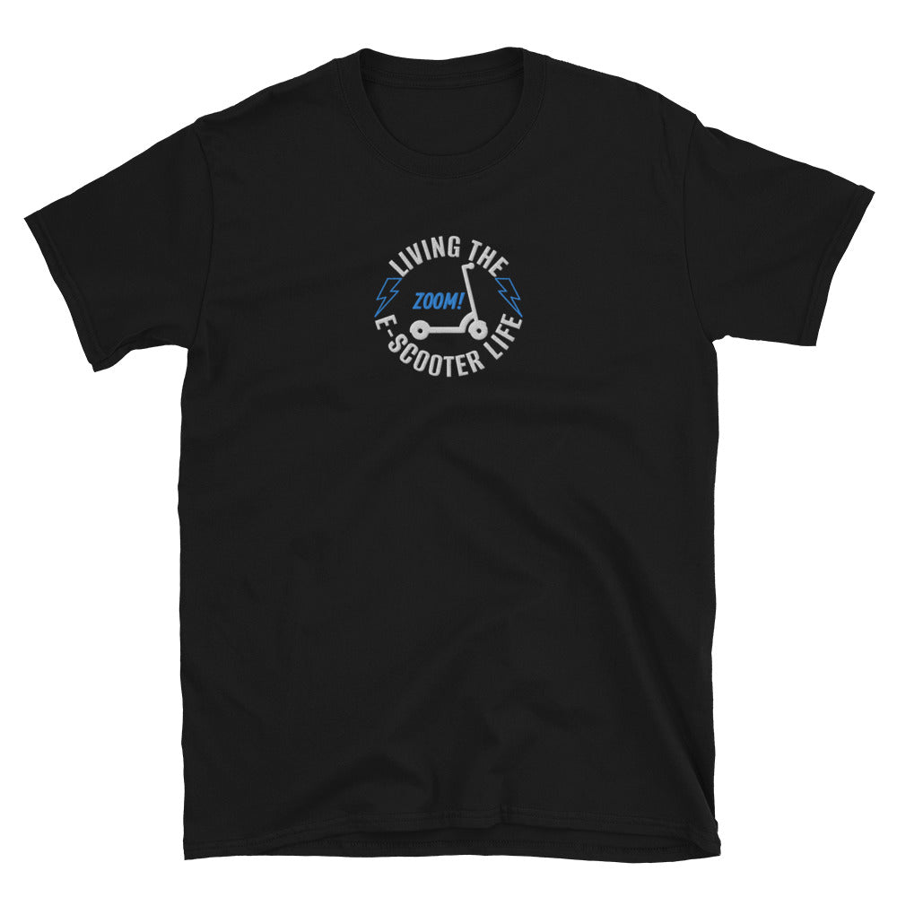 Living The E-Scooter Life Embroidered TShirt - Black Color - https://ascensionemporium.net