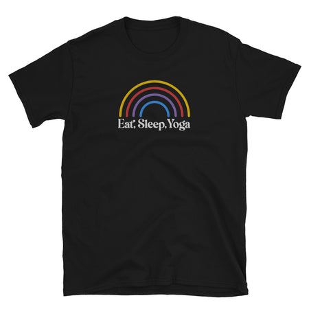 Eat Sleep Yoga Rainbow Embroidered TShirt - Black Color - https://ascensionemporium.net