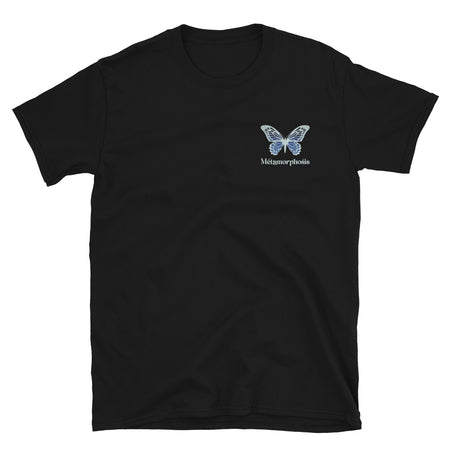 Metamorphosis Blue Butterfly Embroidered TShirt - Black Color - https://ascensionemporium.net