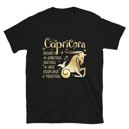 Capricorn Zodiac Positive Traits TShirt - Black Color - https://ascensionemporium.net