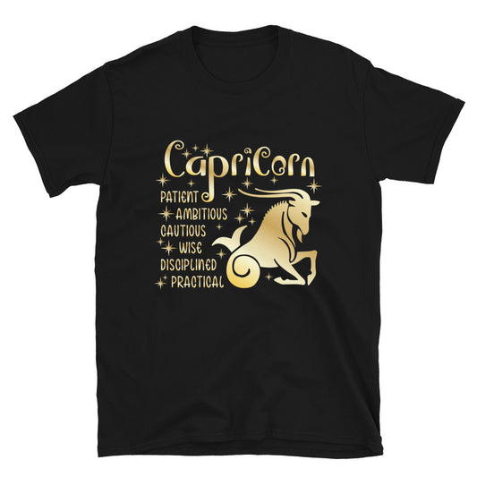 Capricorn Zodiac Positive Traits TShirt - Black Color - https://ascensionemporium.net