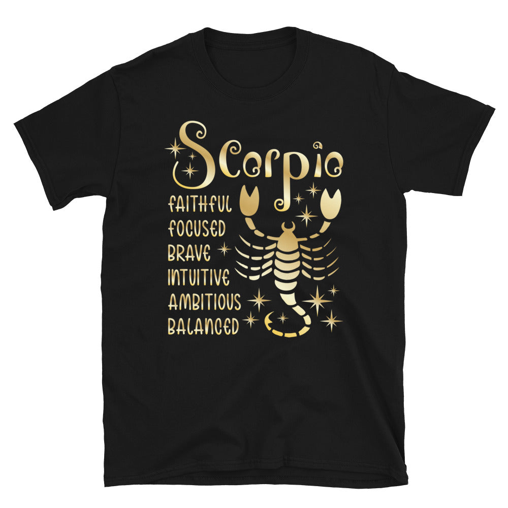 Scorpio Zodiac Positive Traits TShirt - Black Color - https://ascensionemporium.net