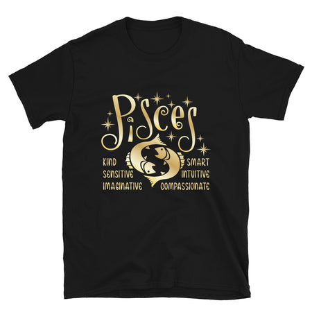 Pisces Zodiac Positive Traits TShirt - Black Color - https://ascensionemporium.net