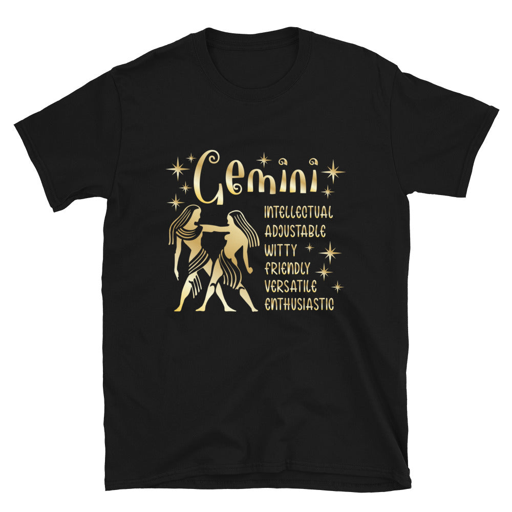 Gemini Zodiac Positive Traits TShirt - Black Color - https://ascensionemporium.net