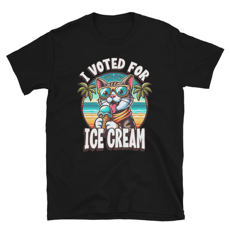 I Voted For Ice Cream Cat TShirt - Black Color - https://ascensionemporium.net