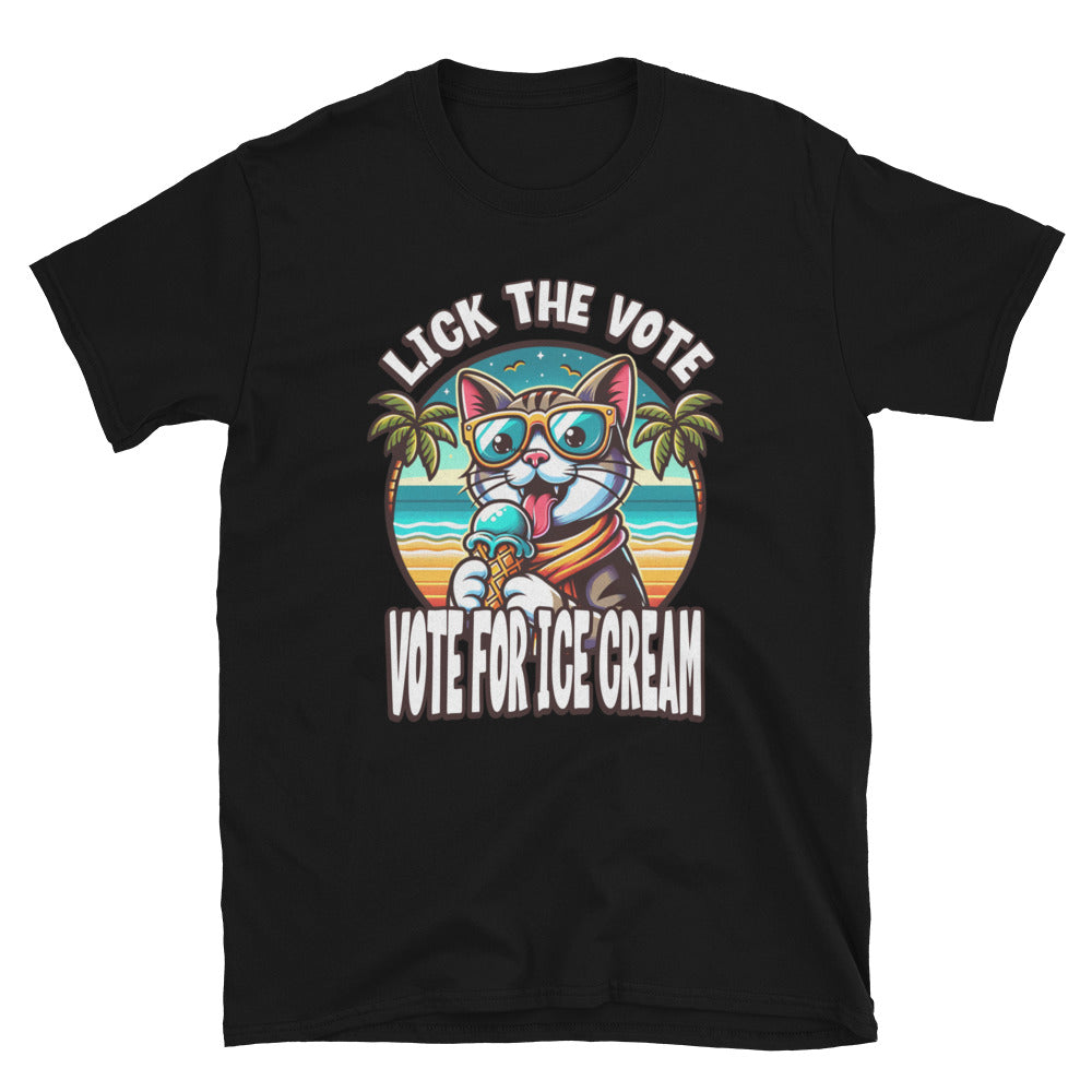 Lick The Vote Ice Cream Cat TShirt - Black Color - https://ascensionemporium.net