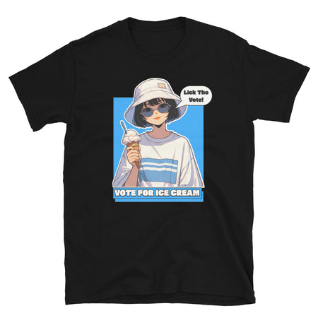 Lick The Vote Anime Ice Cream Girl TShirt - Black Color - https://ascensionemporium.net