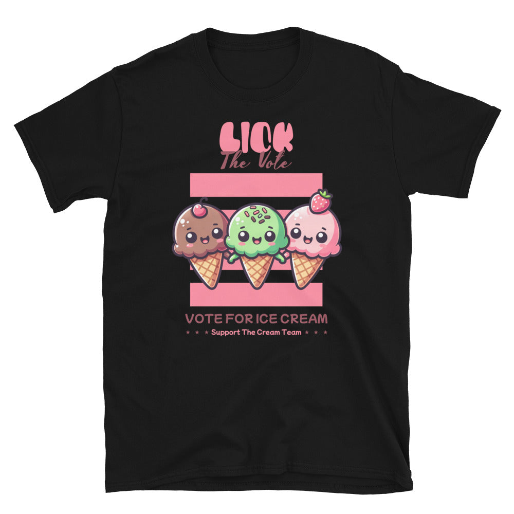 Lick The Vote Kawaii Ice Cream TShirt - Black Color - https://ascensionemporium.net