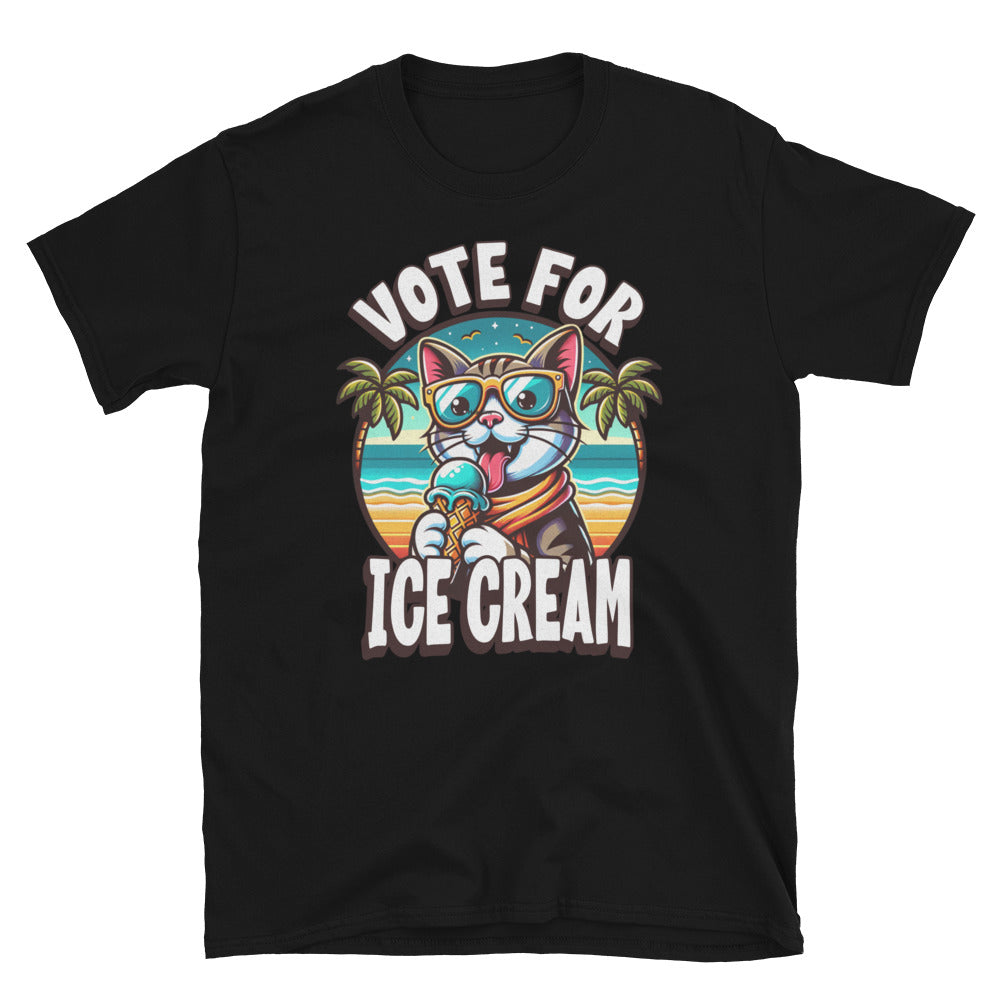 Vote For Ice Cream Cat TShirt - Black Color - https://ascensionemporium.net