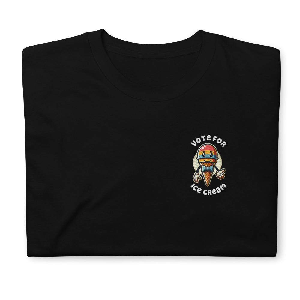 Vote For Ice Cream Embroidered TShirt - Black Color - https://ascensionemporium.net