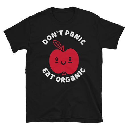 Don't Panic Eat Organic Apple TShirt - Black Color - https://ascensionemporium.net 