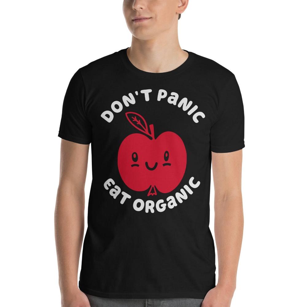 Don't Panic Eat Organic Apple TShirt - Black Color - https://ascensionemporium.net 